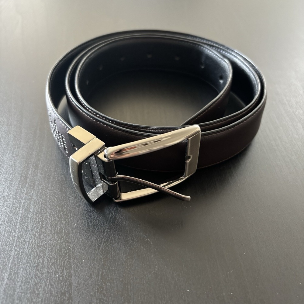 John Henry Leather Dress Belt Reversible‎ Black Brown Size 40 Men's